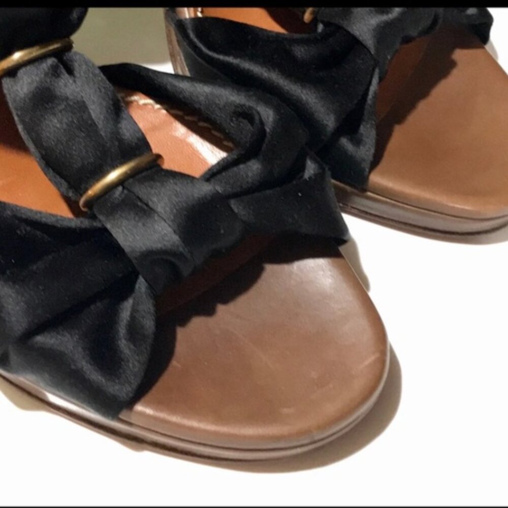 ⭐️HP⭐️LANVIN▪️Eté 2010 Black & Brown Braided Satin & Leather Sandal Heels - Picture 9 of 10